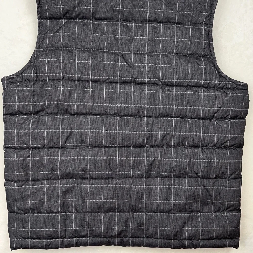 GAP Puffer Vest Full Zip Men's XL Quilted Lined‎ Sleeveless Outerwear Gray Grid
